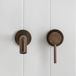 Milano Wall Spout Plus Wall Mixer — Antique Brass