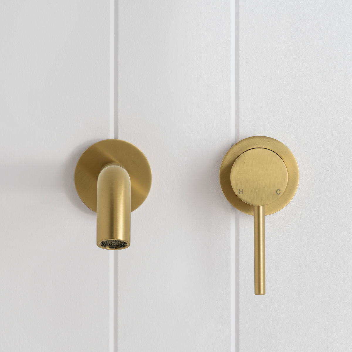 Milano Wall Spout Plus Wall Mixer Brushed Brass