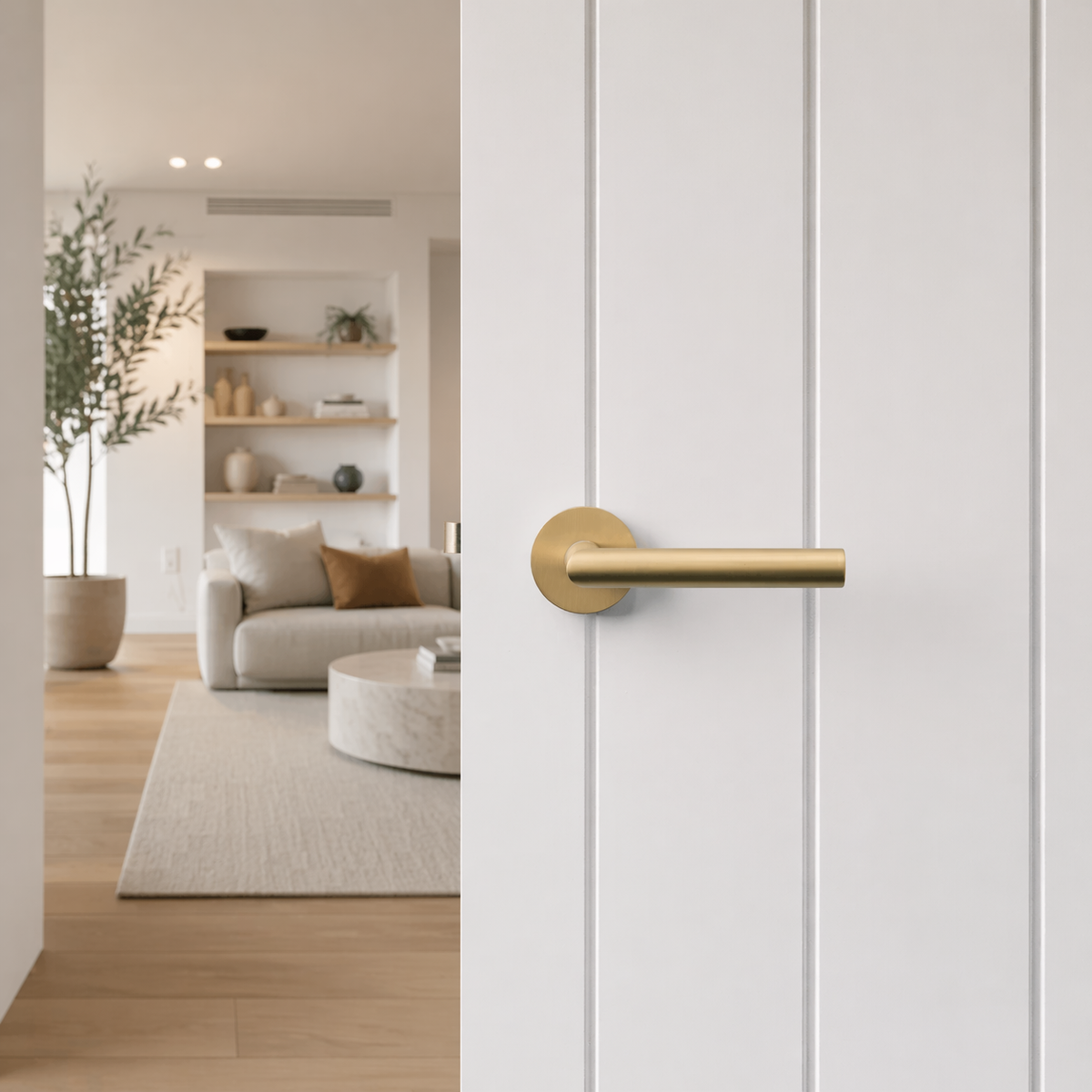 Santorini Door Handle Brushed Brass