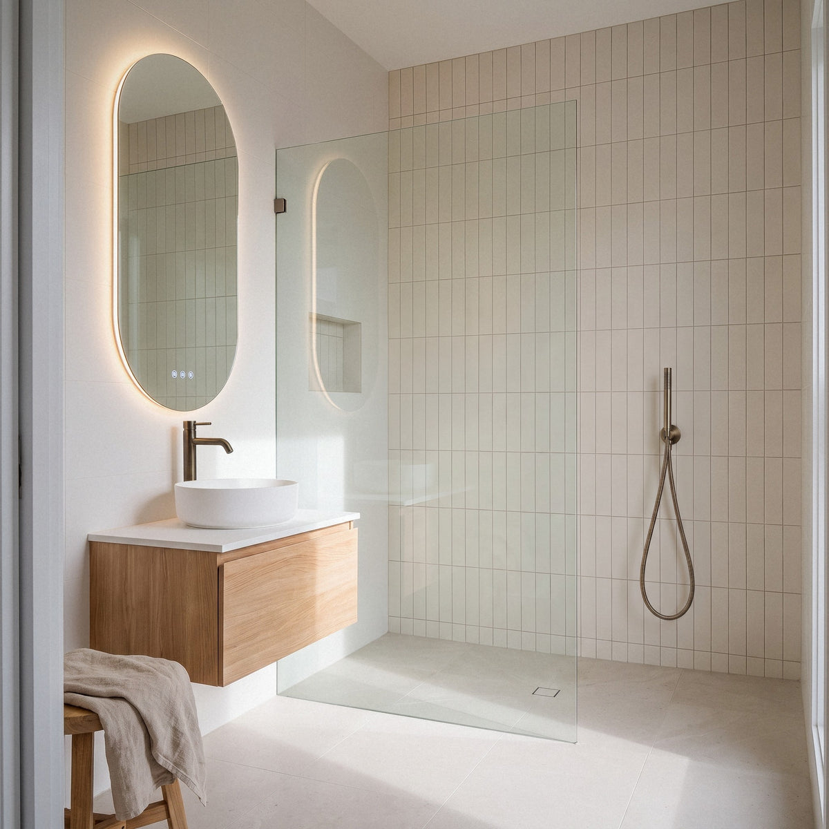 Versailles Handheld Shower Head with Hose in Antique Brass in a shower