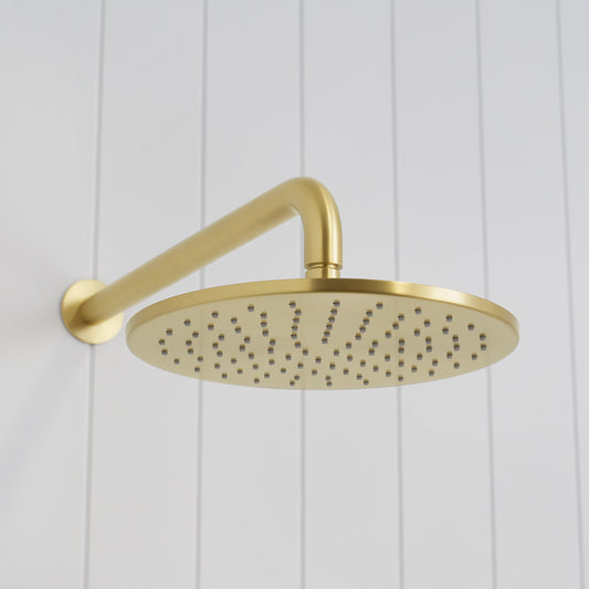 Bordeaux Wall Mounted Shower Head with Arm Brushed Brass