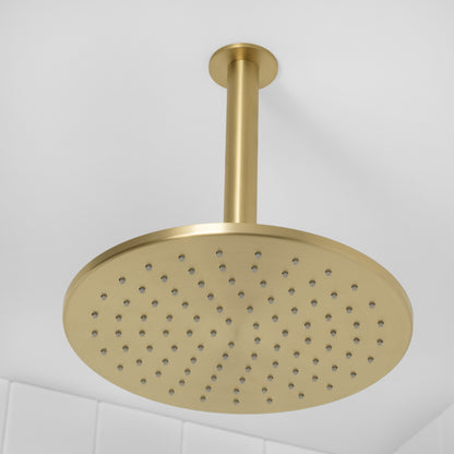 Lyon Ceiling Shower Arm and Head Brushed Brass