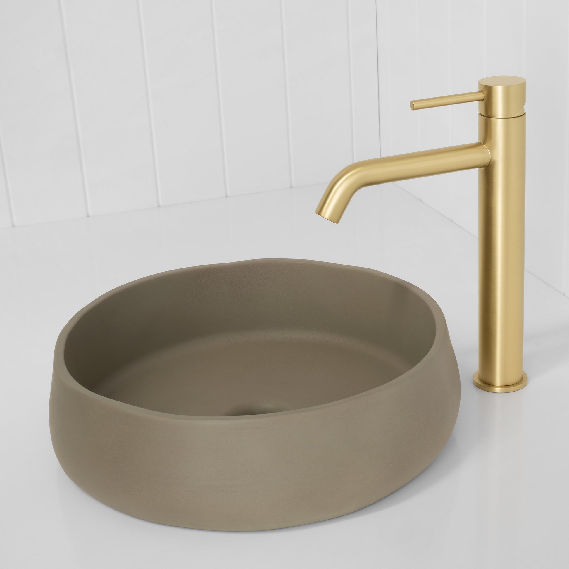 Vienna Tall Basin Mixer Brushed Brass