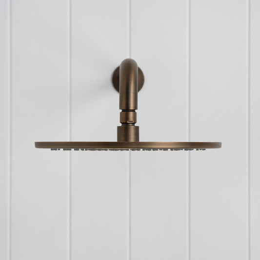 Bordeaux Wall Mounted Shower Head with Arm - Antique Brass