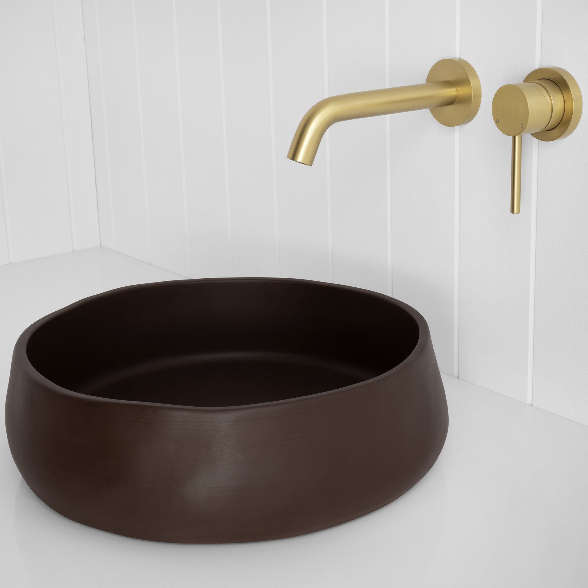 Milano Wall Spout Plus Wall Mixer Brushed Brass