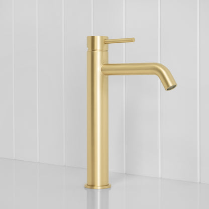 Vienna Tall Basin Mixer Brushed Brass
