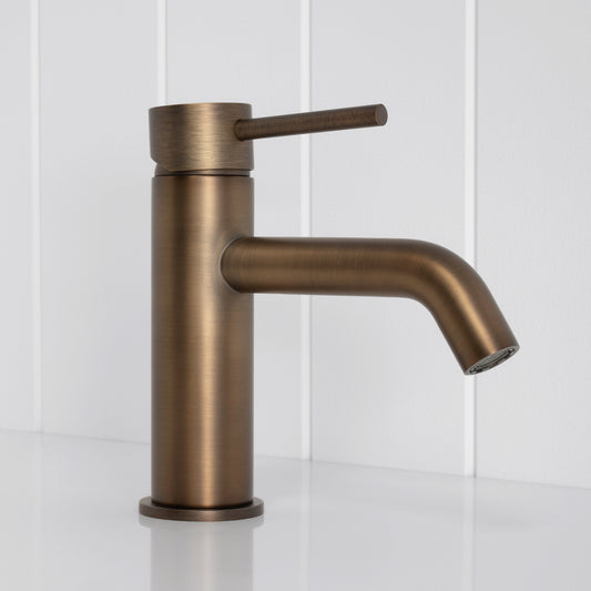 Vienna Short Basin Mixer - Antique Brass