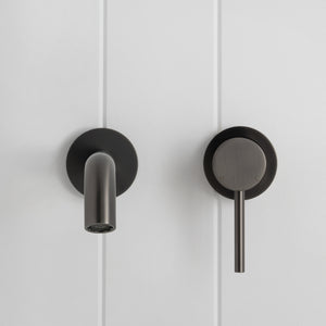 Milano Wall Spout Plus Wall Mixer — Brushed Gunmetal