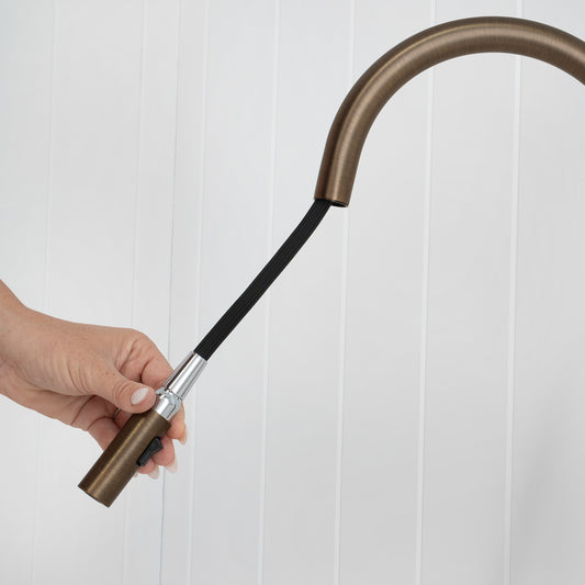 Porto Pull-Out Kitchen Mixer Antique Brass