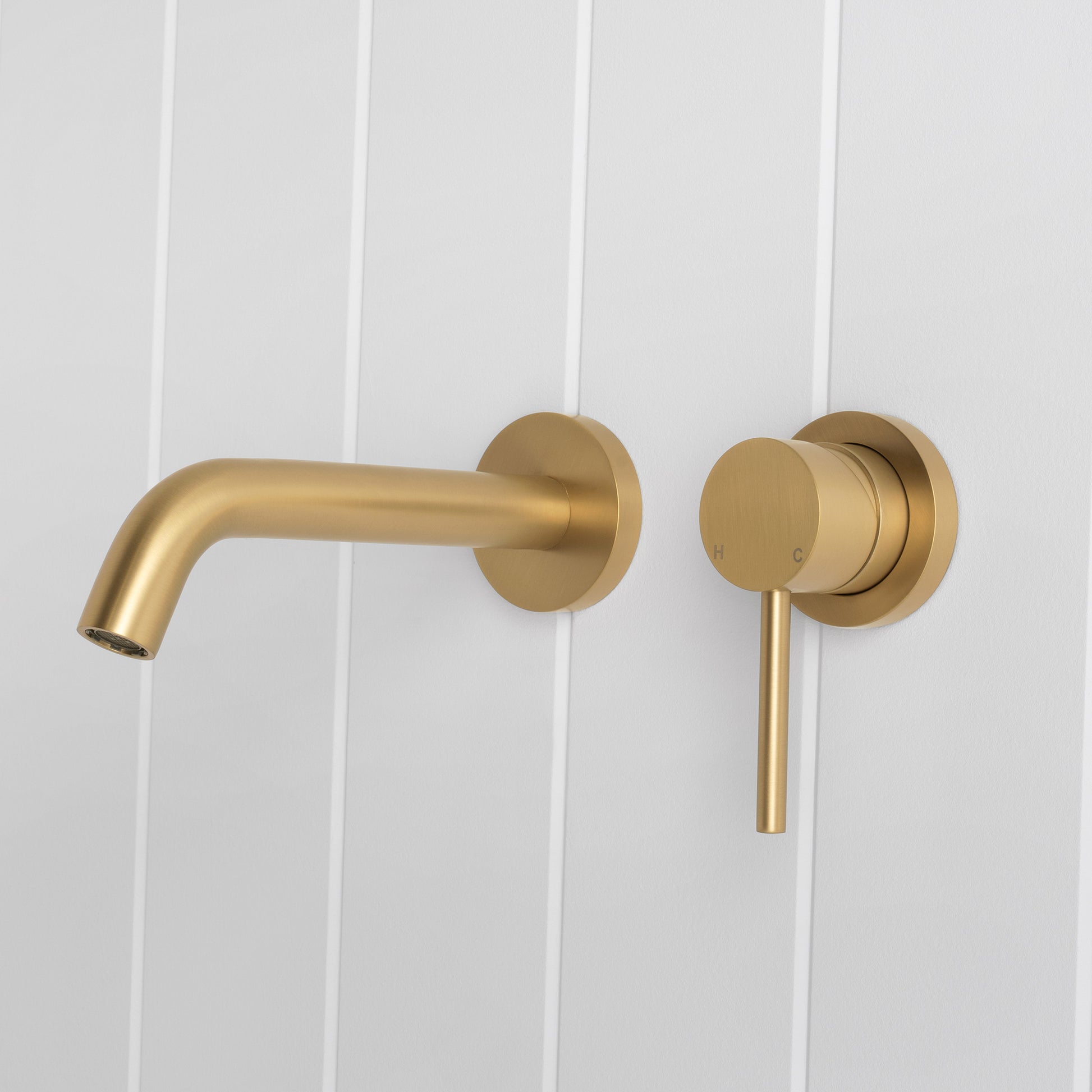 Milano Wall Spout Plus Wall Mixer Brushed Brass