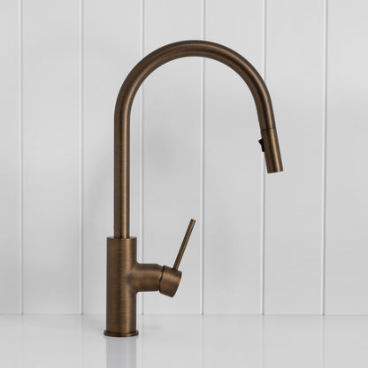Porto Pull-Out Kitchen Mixer Antique Brass