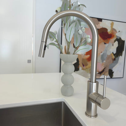 Porto Pull-Out Kitchen Mixer Brushed Nickel