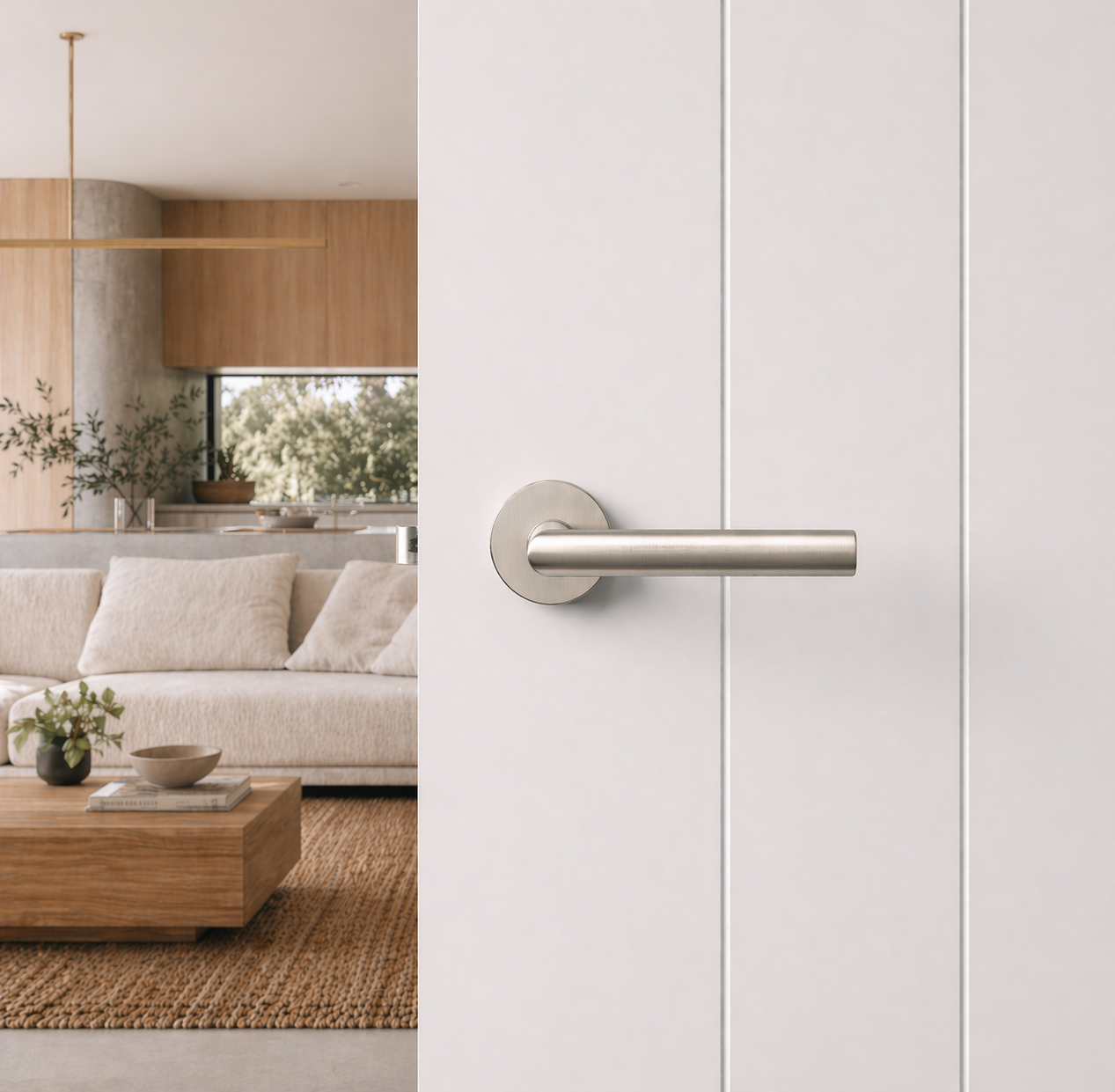 Santorini Door Handle Brushed Nickel