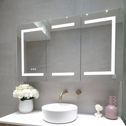 Front view of Rectangle frameless LED bathroom cabinet by Invogue Mirrors and Bathware