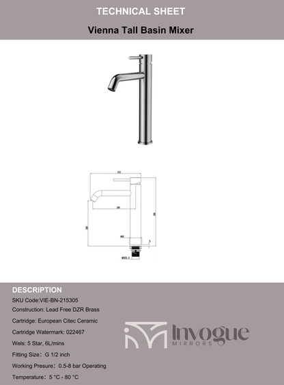 Vienna Tall Basin Mixer Gunmetal