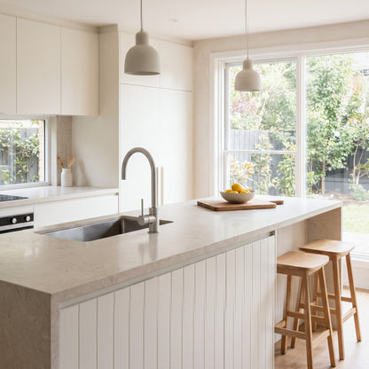Como Kitchen Mixer Tap in Brushed Nickel in a kitchen