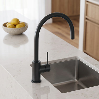 Como Kitchen Mixer Tap in Matte Black in a kitchen