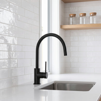 Como Kitchen Mixer Tap in Matte Black in a kitchen