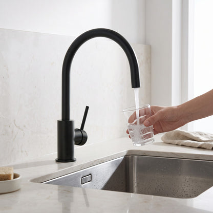 Como Kitchen Mixer Tap in Matte Black in use in a kitchen