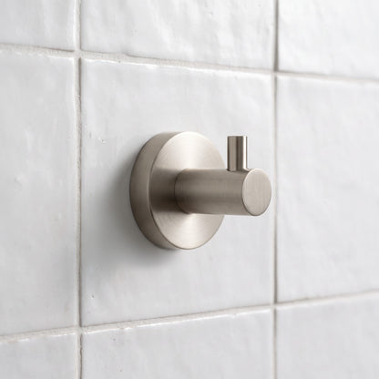 Close-up of the Copenhagen Robe Hook in Brushed Nickel
