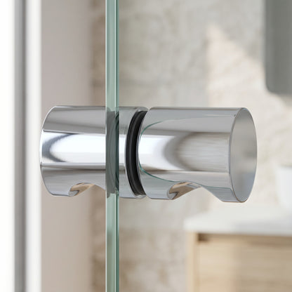 Close-up of the Corfu Shower Door Handle in Chrome