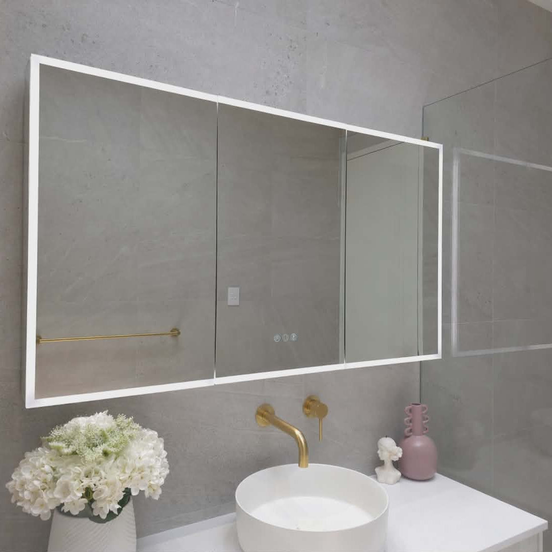 Frameless LED mirror cabinet with built-in demister