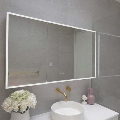 Frameless LED mirror cabinet with built-in demister