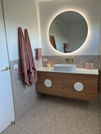 Vanity Space in Beige, Brown, Gold, and White Theme Bathroom