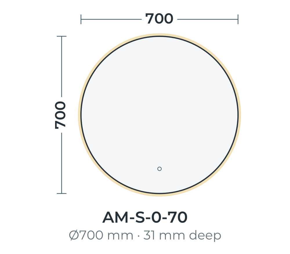 Amalfi Ambient backlit mirror dimensions, 700 mm diameter