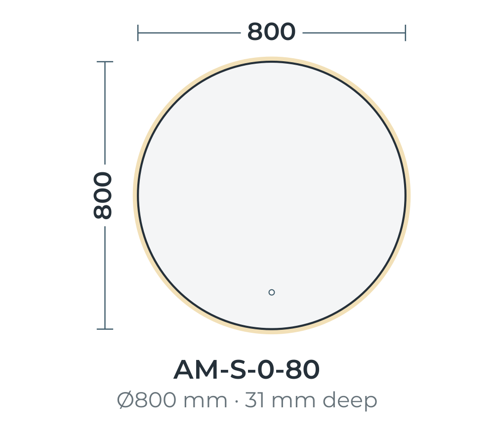 Amalfi Ambient backlit mirror dimensions, 800 mm diameter
