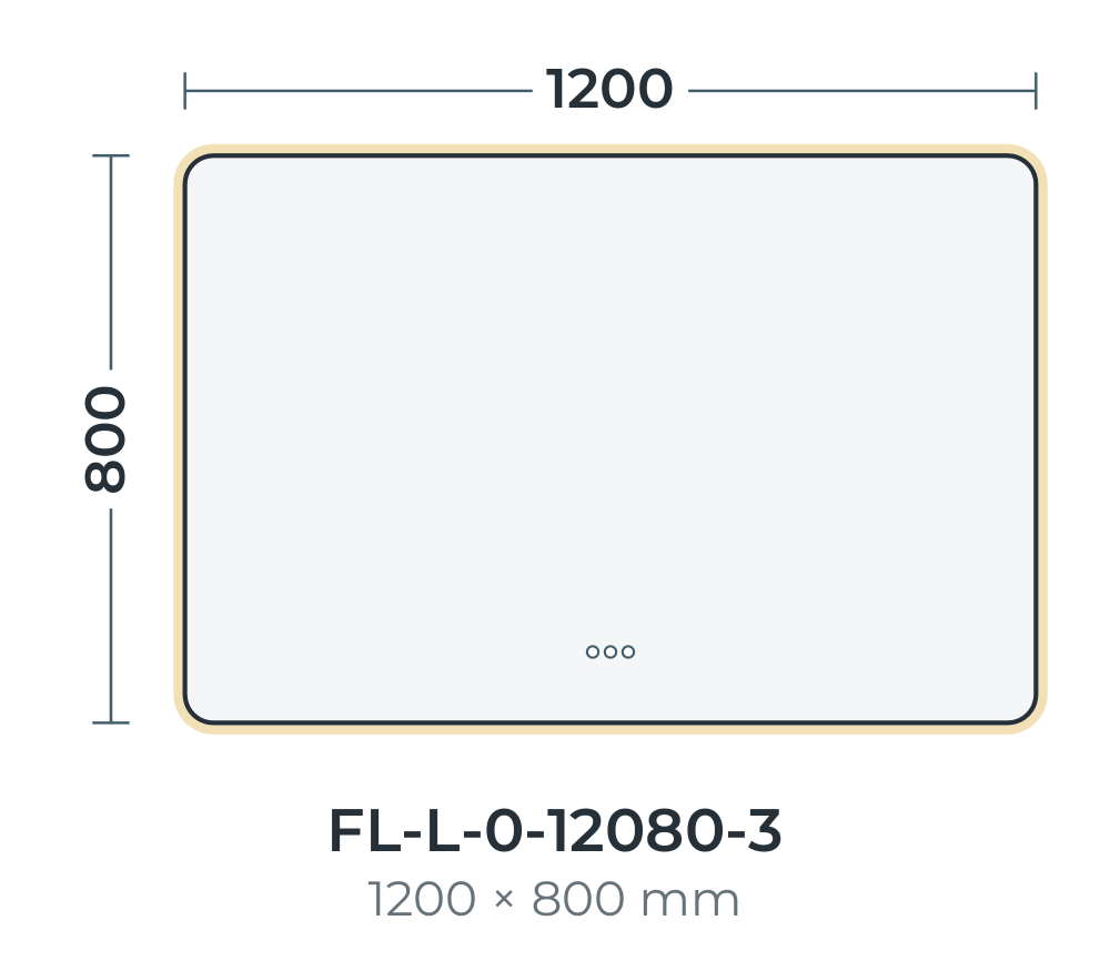 Florence LED mirror dimensions, 1200 x 800 mm