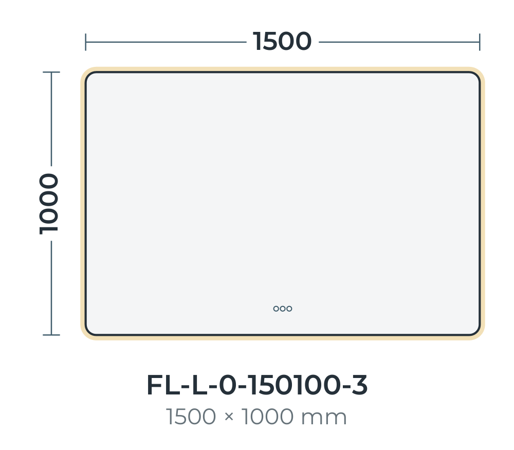 Florence LED mirror dimensions, 1500 x 1000 mm
