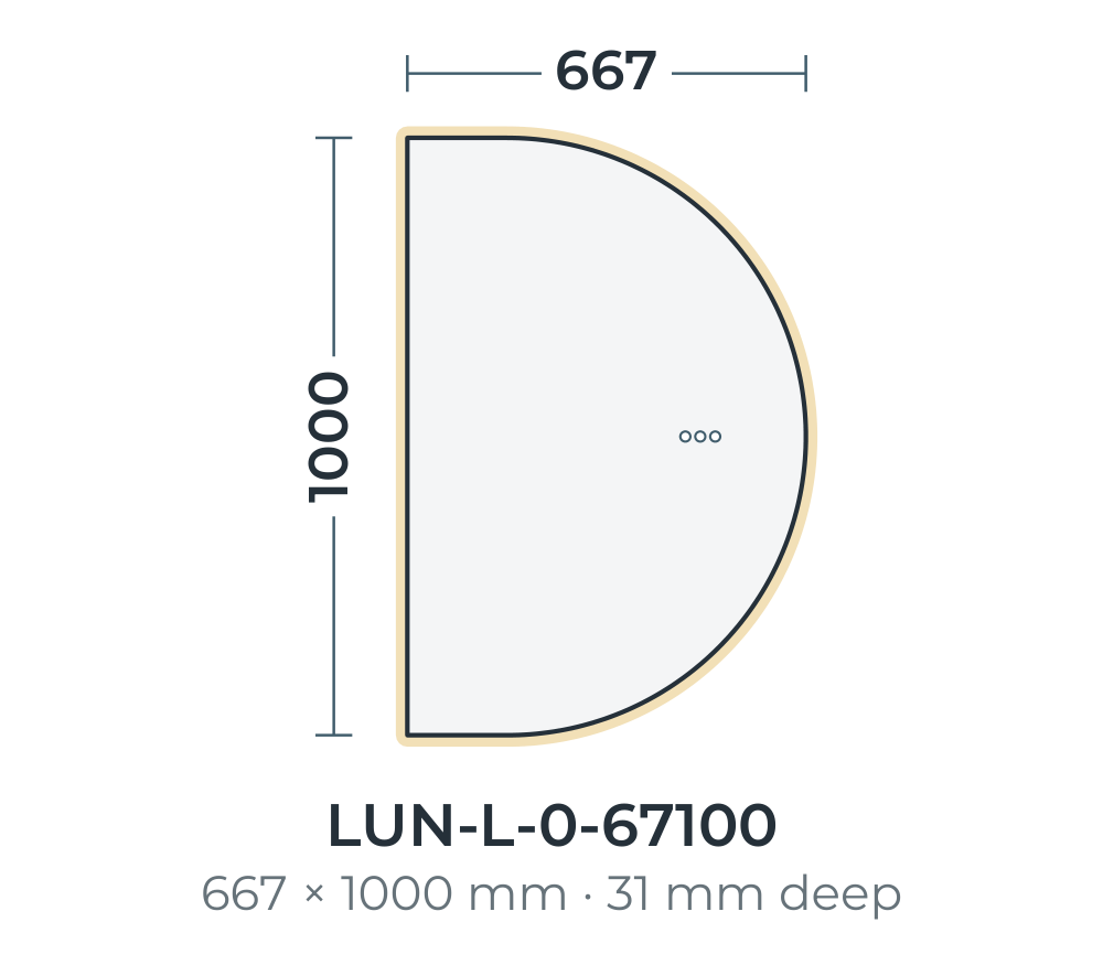 Lune LED mirror dimensions, 667 x 1000 mm