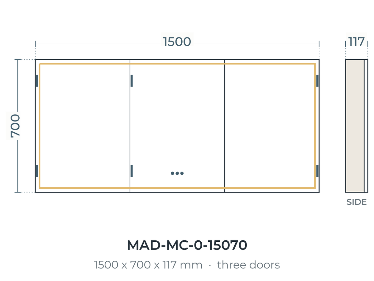 Madrid Cabinet 1500 × 700 × 117 mm dimensions