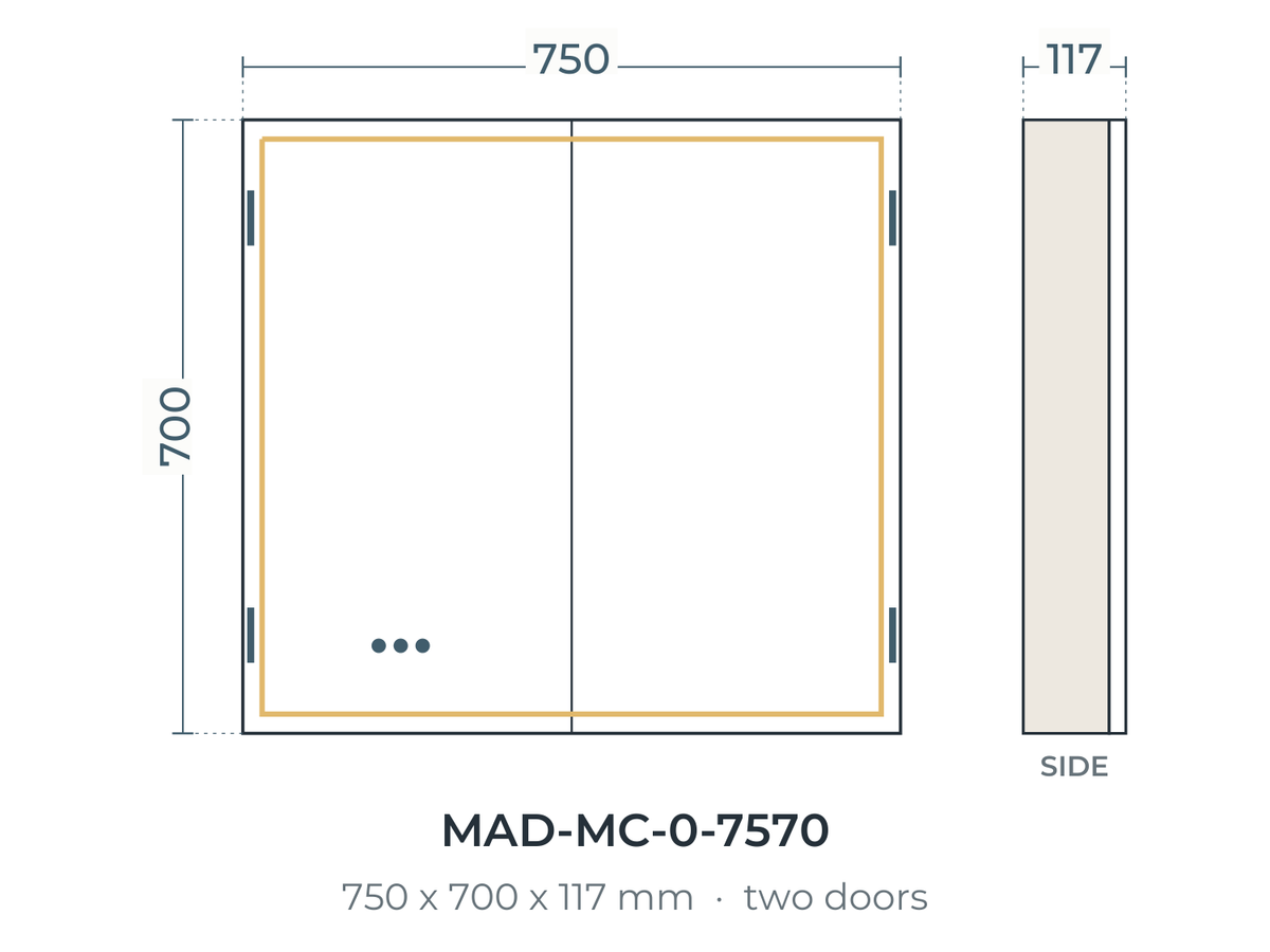 Madrid Cabinet 750 × 700 × 117 mm dimensions