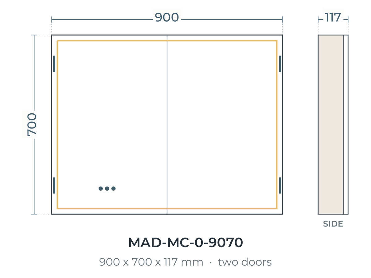 Madrid Cabinet 900 × 700 × 117 mm dimensions