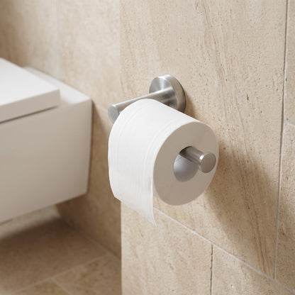 Lille Toilet Roll Holder in Brushed Nickel in a bathroom