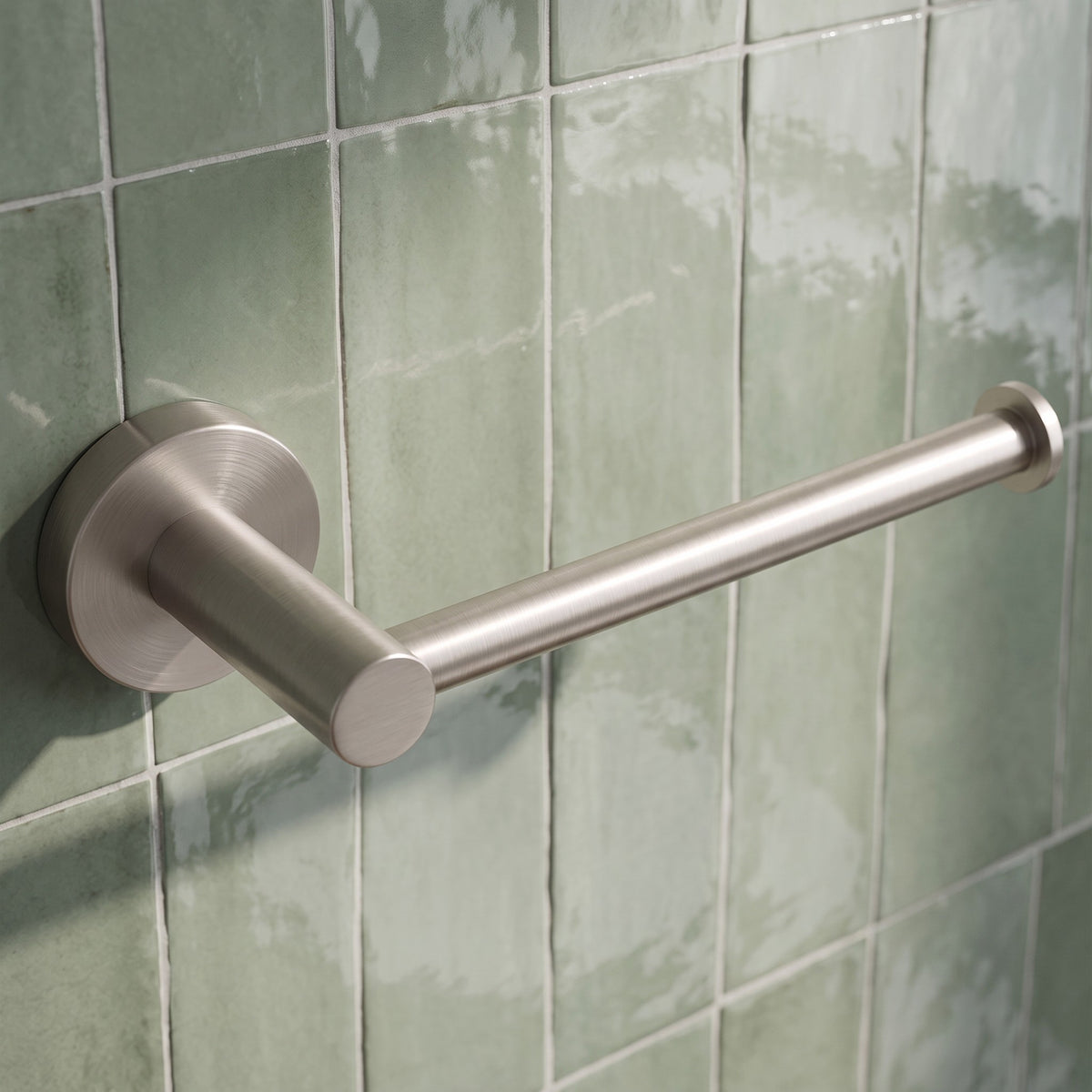 Close-up of the Lille Toilet Roll Holder in Brushed Nickel
