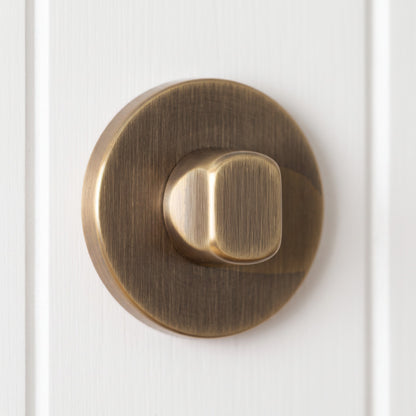 Close-up of the Prague Door Lock in Antique Brass