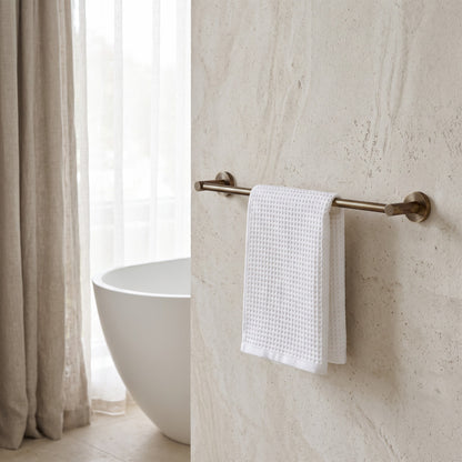 Provence 600mm Single Towel Rail in Antique Brass in a bathroom