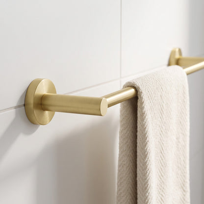 Close-up of the Provence 600mm Single Towel Rail in Brushed Brass