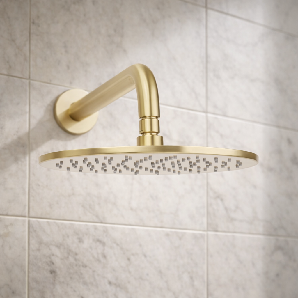 Bordeaux Wall Mounted Shower Head with Arm Brushed Brass
