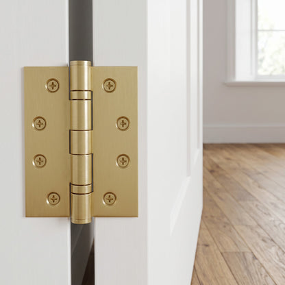 Venezia Door Butt Hinge in Brushed Brass on an interior door