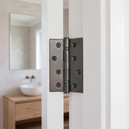 Venezia Door Butt Hinge in Brushed Gunmetal on an interior door