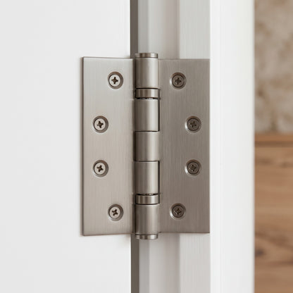 Close-up of the Venezia Door Butt Hinge in Brushed Nickel