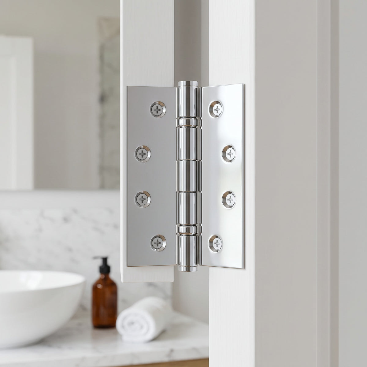 Venezia Door Butt Hinge in Chrome on an interior door