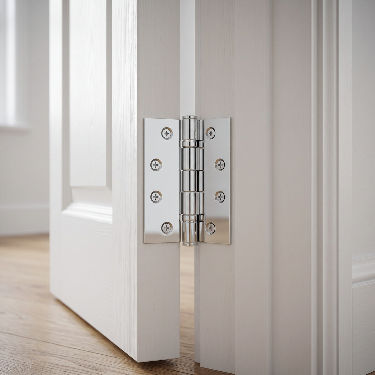 Venezia Door Butt Hinge in Chrome on an interior door