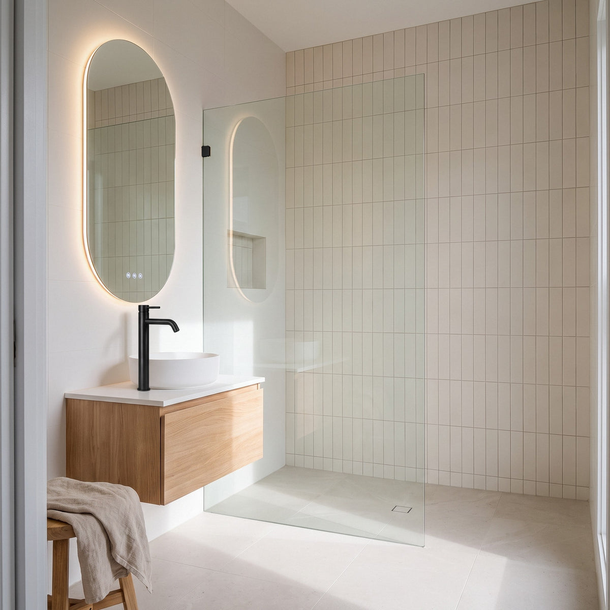 Vienna Tall Basin Mixer in Matte Black in a bathroom