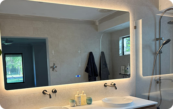 Soft ambient bathroom lighting